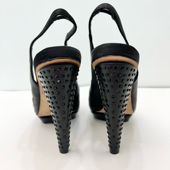 BCBGMAXAZRIA Ma-Lady Satin Embellished Platform Stiletto Heels | Size: 10B - Picture 10 of 15